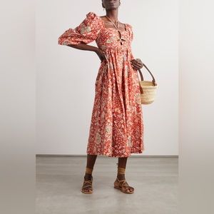 Ulla Johnson Alessa Cutout ruched floral print cotton poplin dress